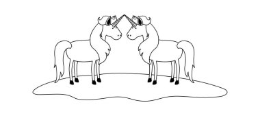 çim karakterler sevimli unicorns