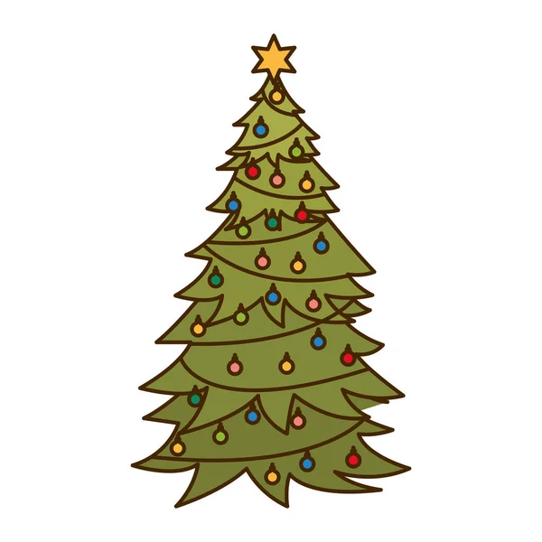 Karácsonyfa a lógó golyók elszigetelt ikon — Stock Vector