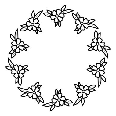 güzel çiçek ve yapraklar dairesel çerçeve