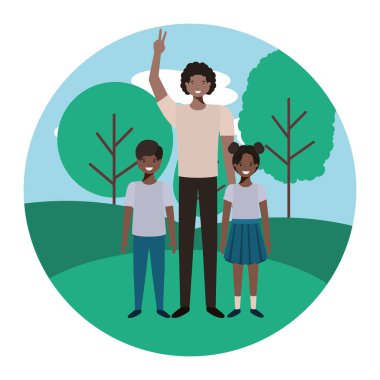 peyzaj avatar karakteri çocukları ile baba