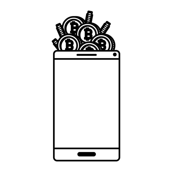 Bitcoin 상거래 기술 아이콘 스마트폰 — 스톡 벡터