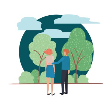 manzara avatar karakter ile genç Çift