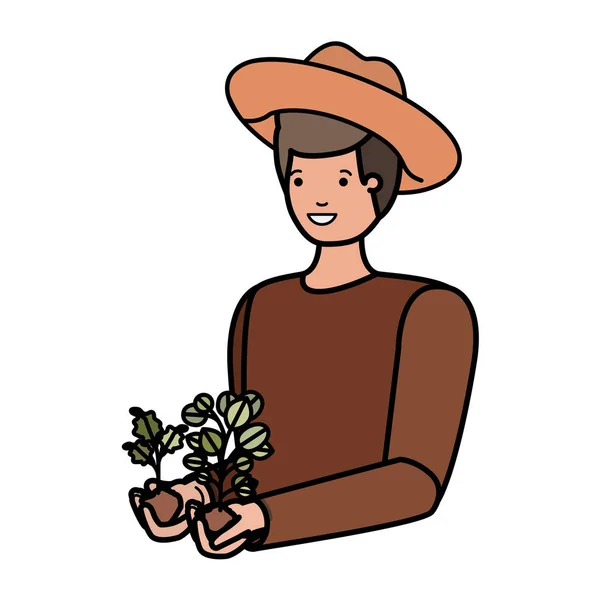Mladý muž s rostlinným avatarem — Stockový vektor