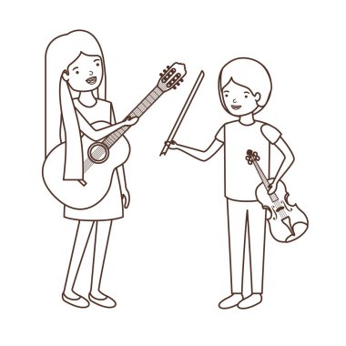 müzik aletleri avatar karakter ile çift