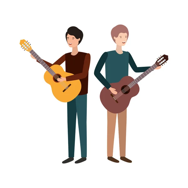 Hombres con carácter de instrumentos musicales — Vector de stock