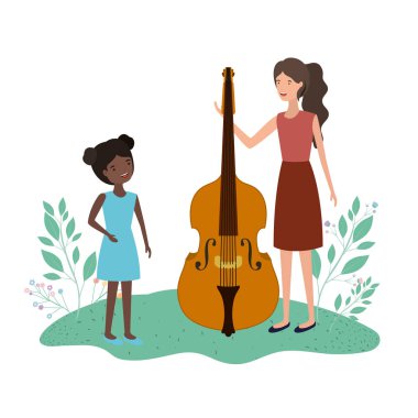 kız ve keman avatar karakter ile kadın