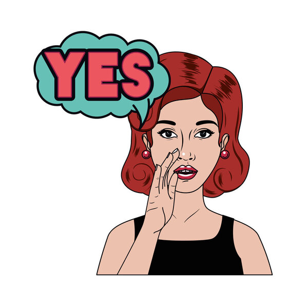 woman with speech bubble about comic