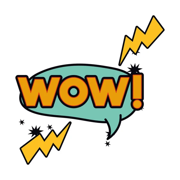 Wow comic words in speech bubble isolation — стоковый вектор