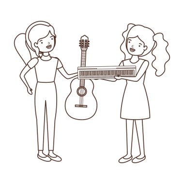 müzik aletleri karakteri olan kadınlar