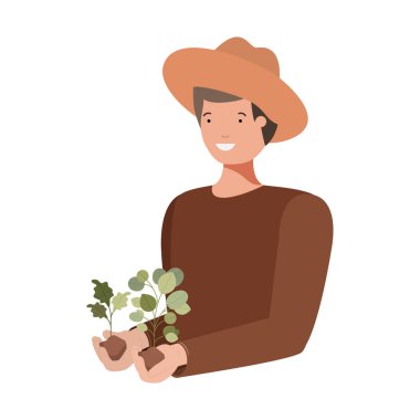 bitki avatar karakter ile genç adam