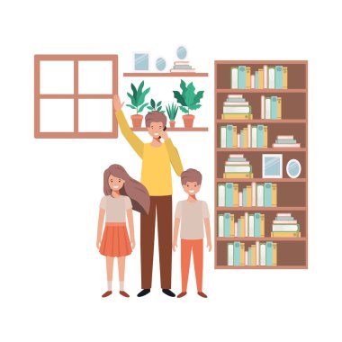 oturma odası avatar karakteri baba ve çocuk