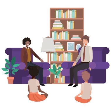 Çocuklar avatar karakter ile ebeveynler çift