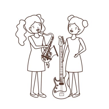 müzik aletleri karakteri olan kadınlar