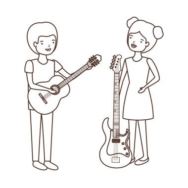 müzik aletleri avatar karakter ile çift