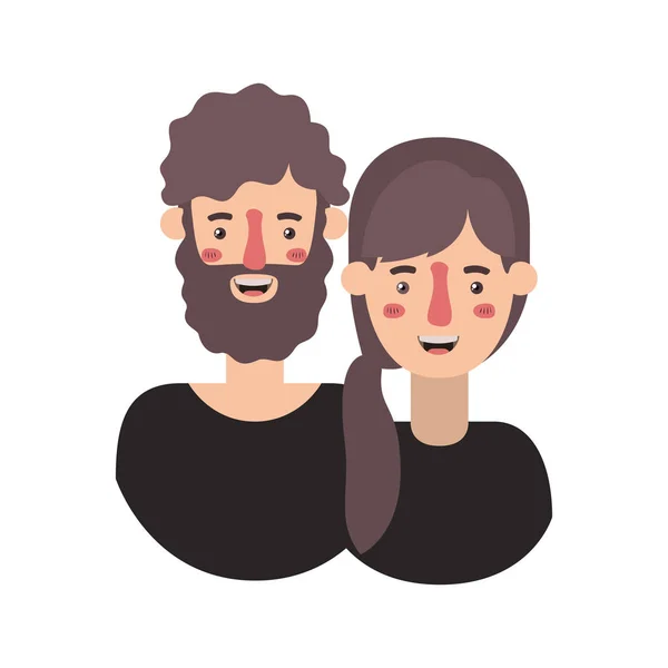 Pareja avatar caracteres iconos — Vector de stock