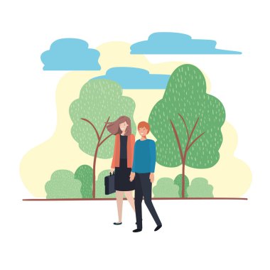 manzara avatar karakter ile genç Çift