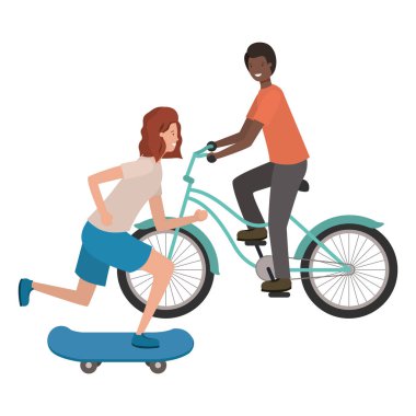 Genç çift spor karakteri alıştırması yapıyor.