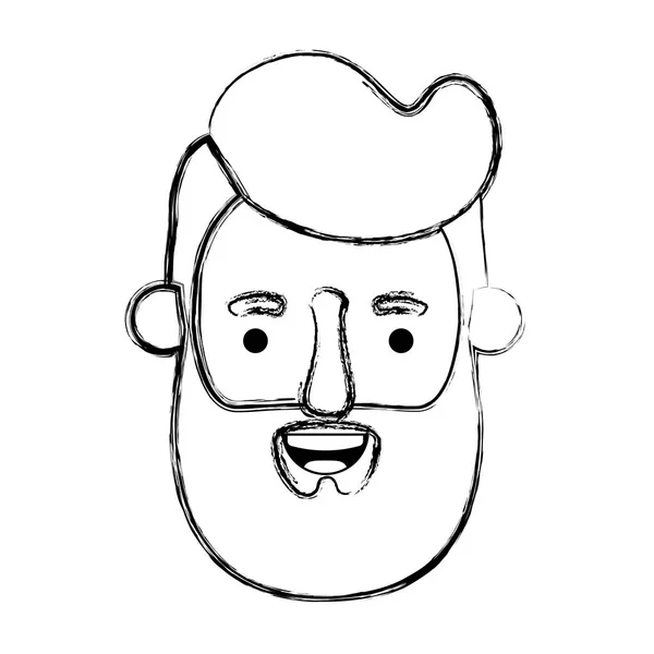 Cabeza de hombre joven con carácter avatar barba — Vector de stock