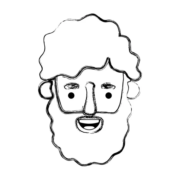 Hoofd van de jonge man met baard avatar karakter — Stockvector