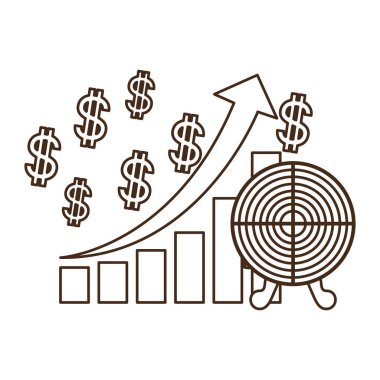 hedef çekim izole simgesi ile çubuk grafik
