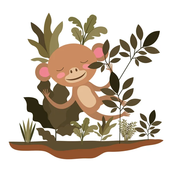 Wilde aap in de jungle scene — Stockvector