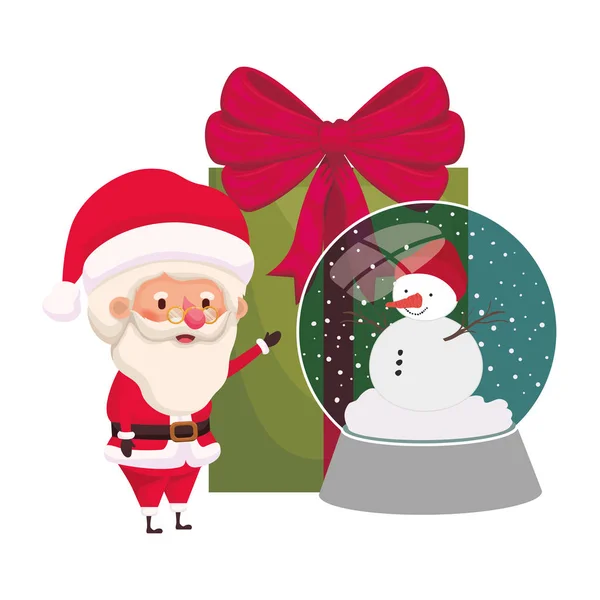 Santa Claus s křišťálovou koulí a dárkovým políčkem — Stockový vektor