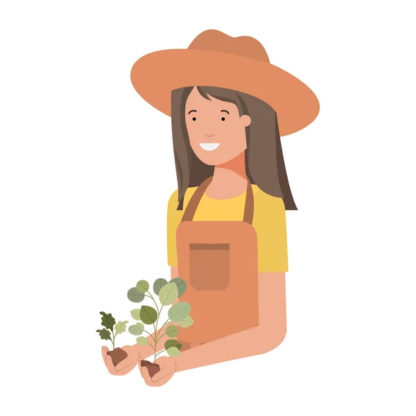 Joven jardinero con carácter avatar planta — Vector de stock