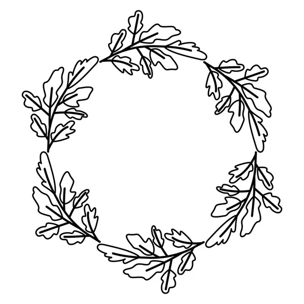 Corona hojas marco circular — Vector de stock