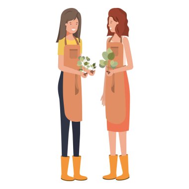 Genç kadın bahçıvanlar gülümseyen avatar karakteri