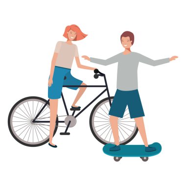 Genç çift spor karakteri alıştırması yapıyor.