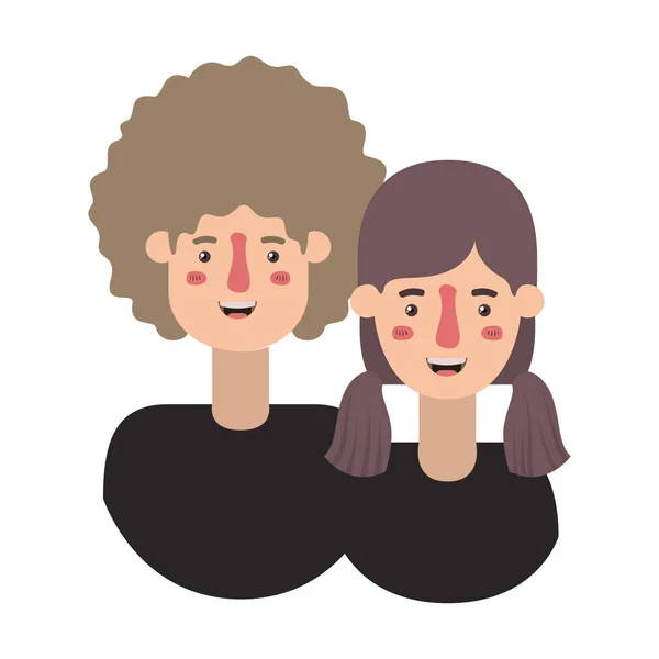 Ícones de personagens avatar casal — Vetor de Stock