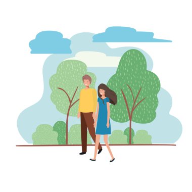 manzara avatar karakter ile genç Çift