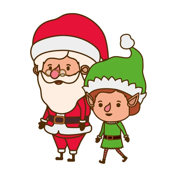 Santa claus with elf moving avatar character — Stock Vector