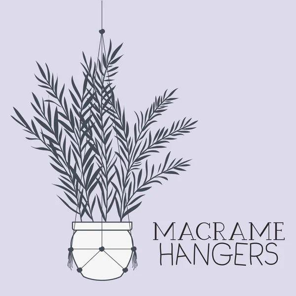 Houseplant in macrame hangers — Stock Vector