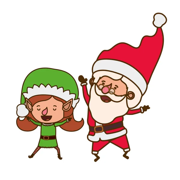 Santa Claus s elfí ženou pohybující se avatar — Stockový vektor