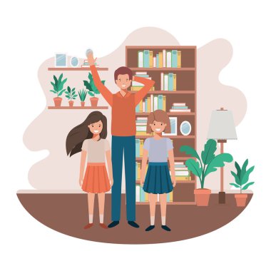 oturma odası avatar karakteri baba ve kızları