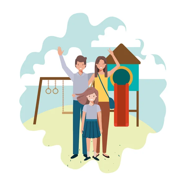 Familj i Park Playground avatar karaktär — Stock vektor