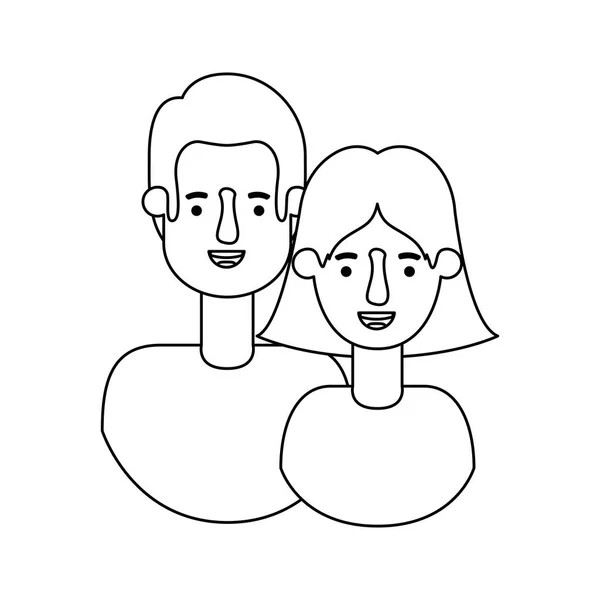 Pareja avatar caracteres iconos — Vector de stock