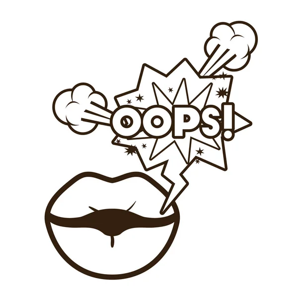 Lippen zeggen Oeps avatar karakter — Stockvector