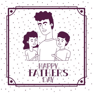 baba ve çocuklar ile mutlu babalar gün kartı
