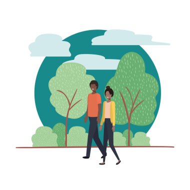 manzara avatar karakter ile genç Çift