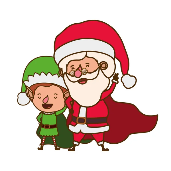 Święty Mikołaj z elfem ruchomą postacią awatara — Wektor stockowy