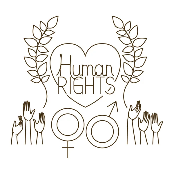 Symboler för människan och kvinnan med en isolerad ikon för mänskliga rättigheter — Stock vektor
