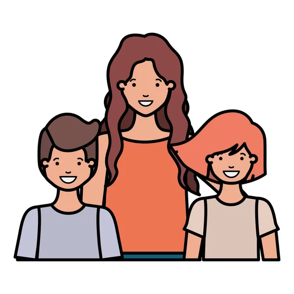 Mãe com seus filhos avatar personagem —  Vetores de Stock