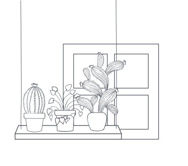 raf izole simgesi üzerinde saksı ile houseplants