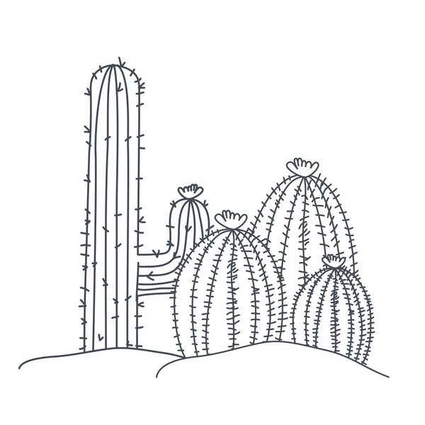 Kaktus in der Landschaft Ikone isoliert — Stockvektor