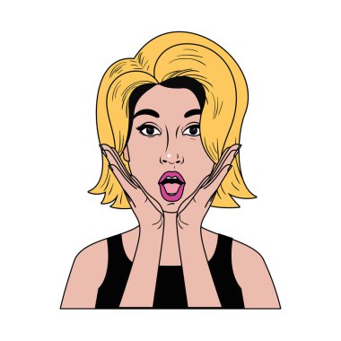 sürpriz yüz avatar karakter ile kadın