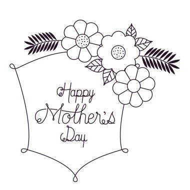 mutlu anneler günü çerçeve çiçekli