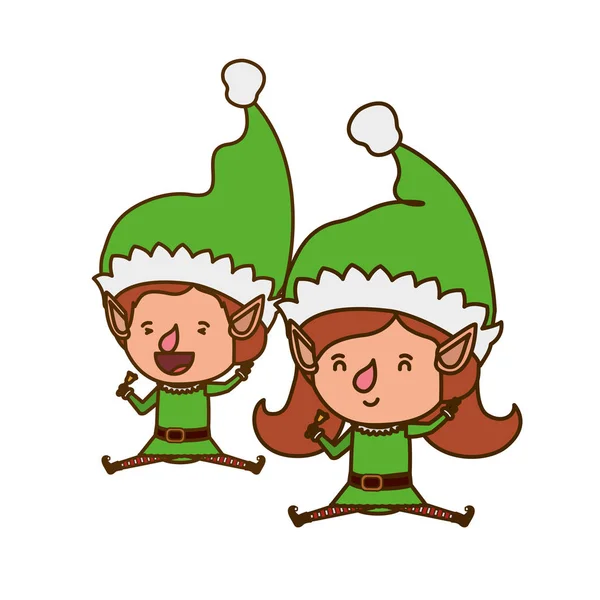 Coppia di elfi commoventi personaggio avatar — Vettoriale Stock