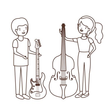 müzik aletleri avatar karakter ile çift